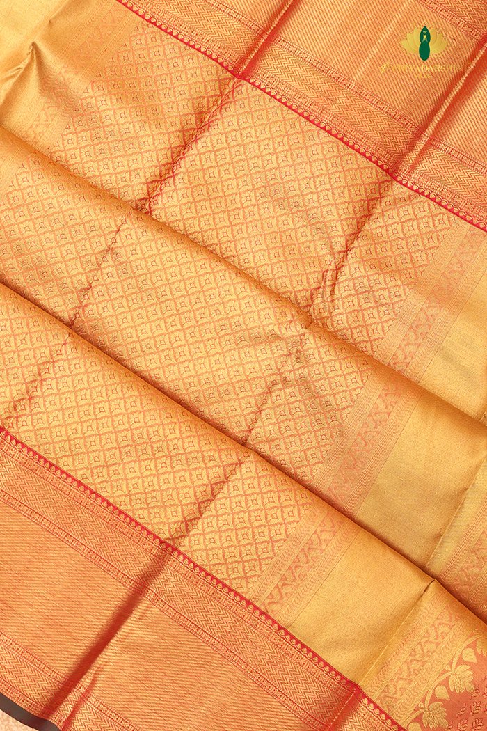 Kanchipuram Silk In Gold And Yellow With Korvai Border