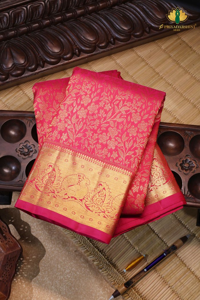 Stunning Rani Pink with Brocade Design