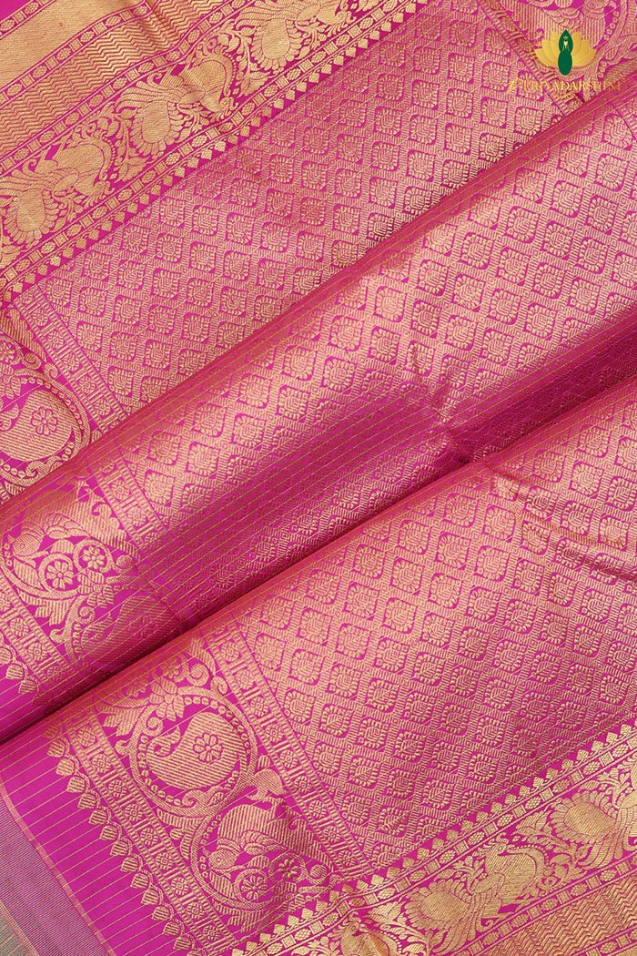 Stunning Rani Pink with baby pink Brocade Design