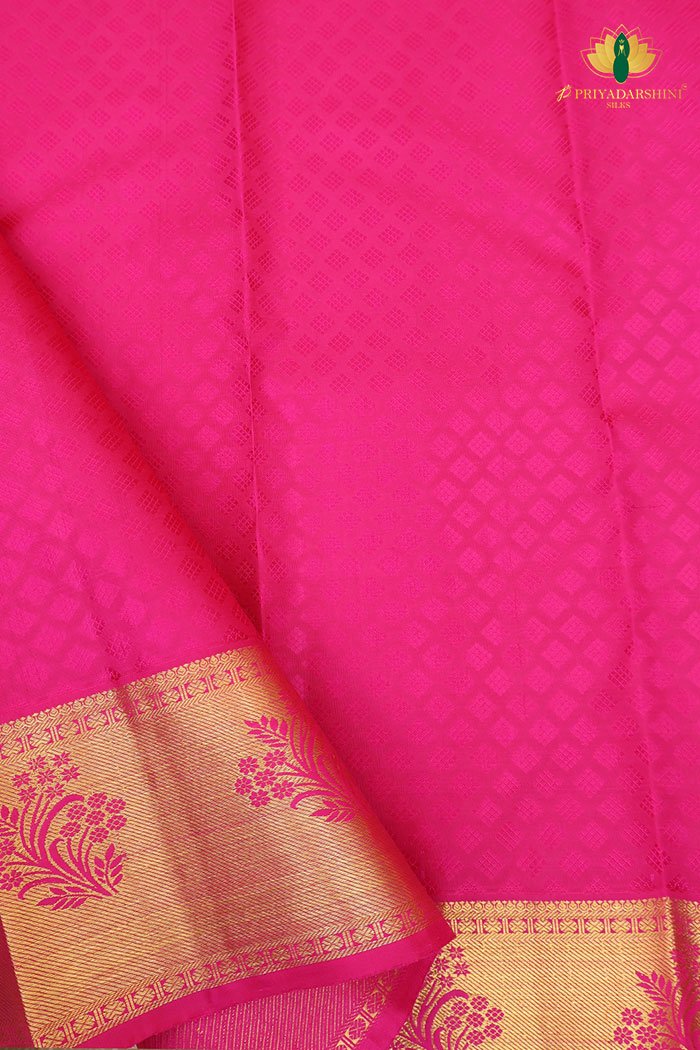 Stunning Rani Pink with baby pink Brocade Design