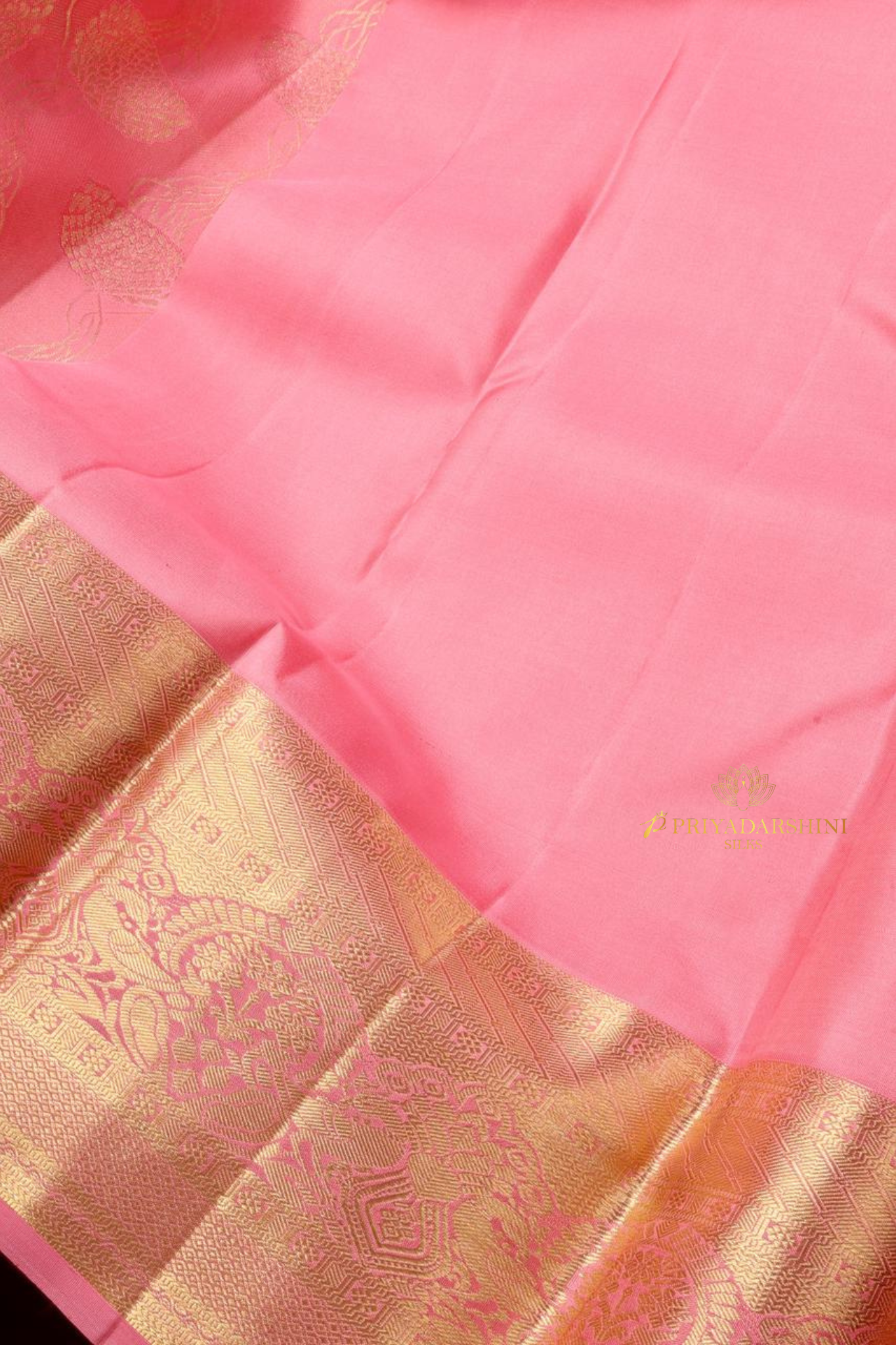 Baby Pink Floral Motif Saree with Self Border | Priyadharshini Silks