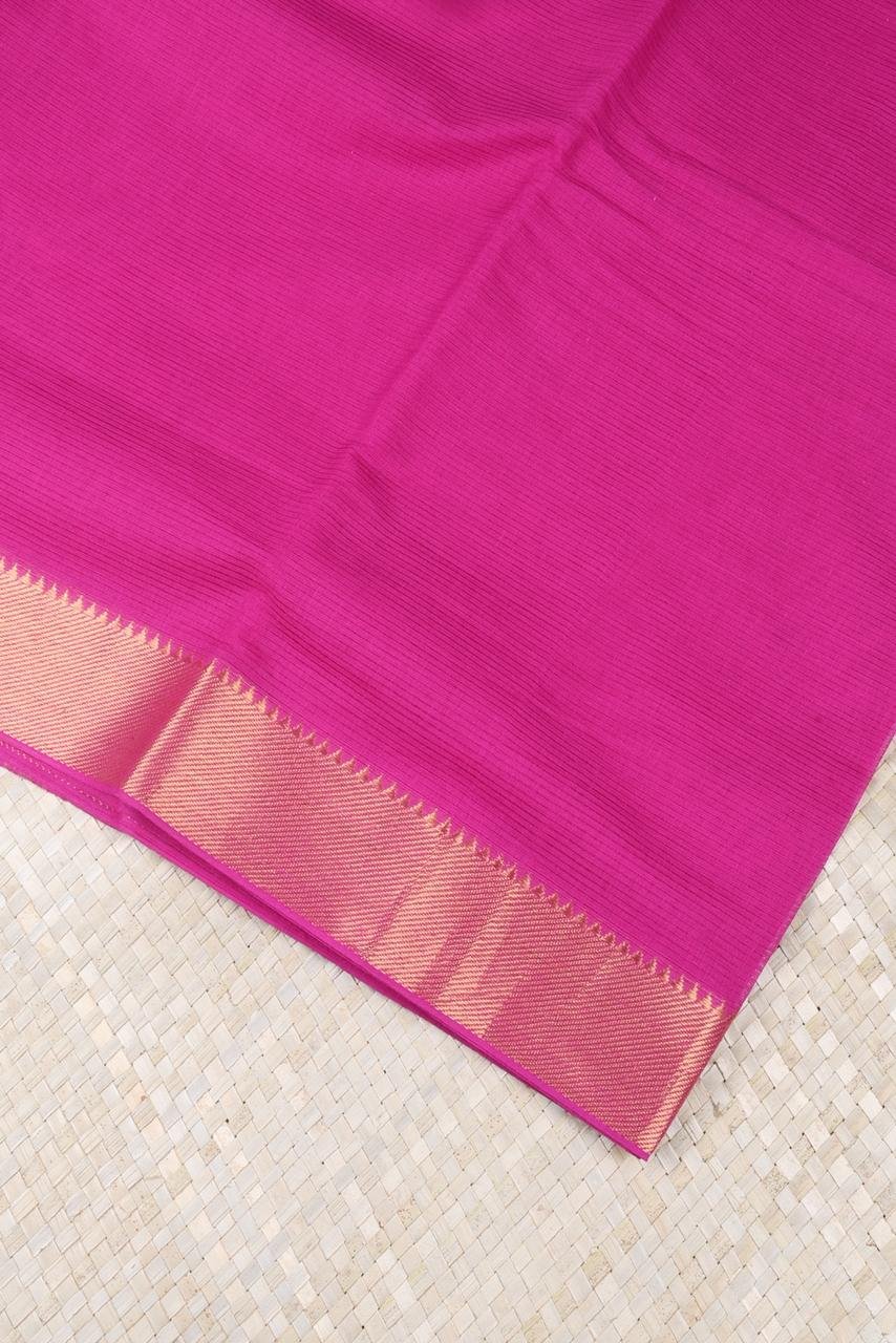 Majenta Mangalagiri cotton saree with a classic Bhavanji zari border