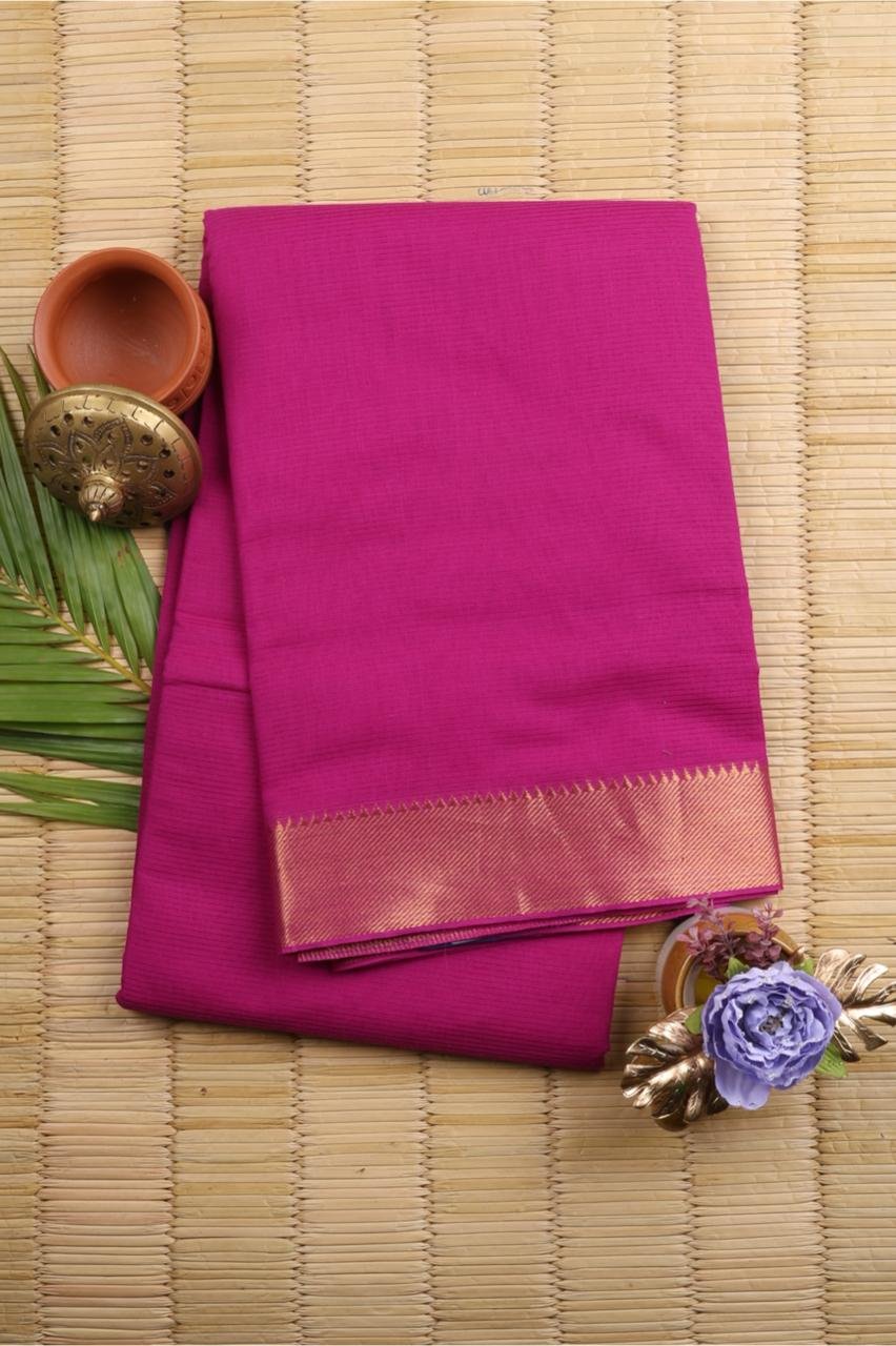 Majenta Mangalagiri cotton saree with a classic Bhavanji zari border