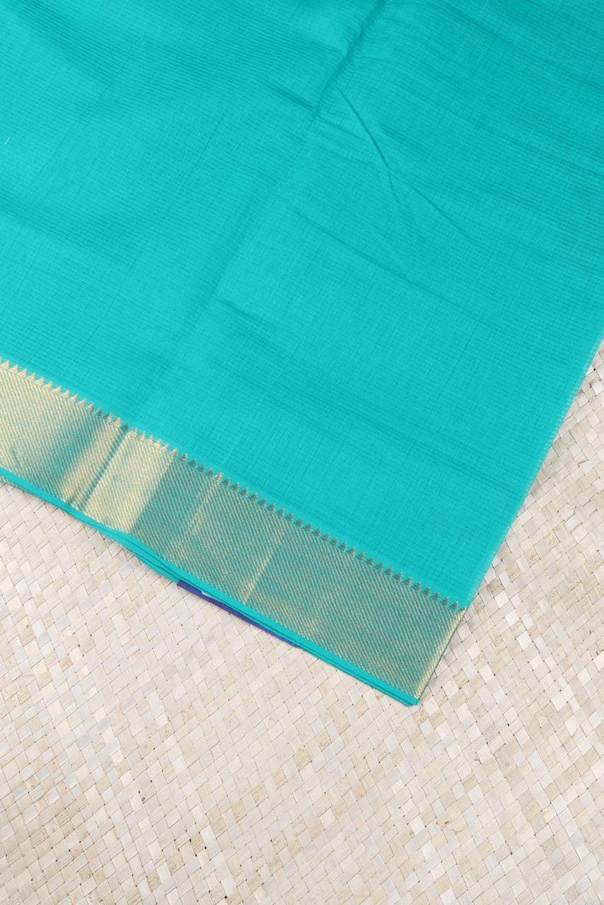 Green Mangalagiri Cotton Saree with Classic Bhavanji Zari Border | Handloom Cotton Saree