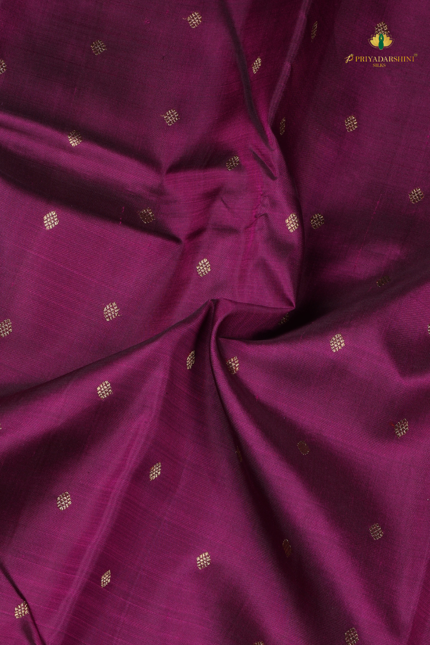 Deep plum Micro Diamond Butta - kanjivaram Silk