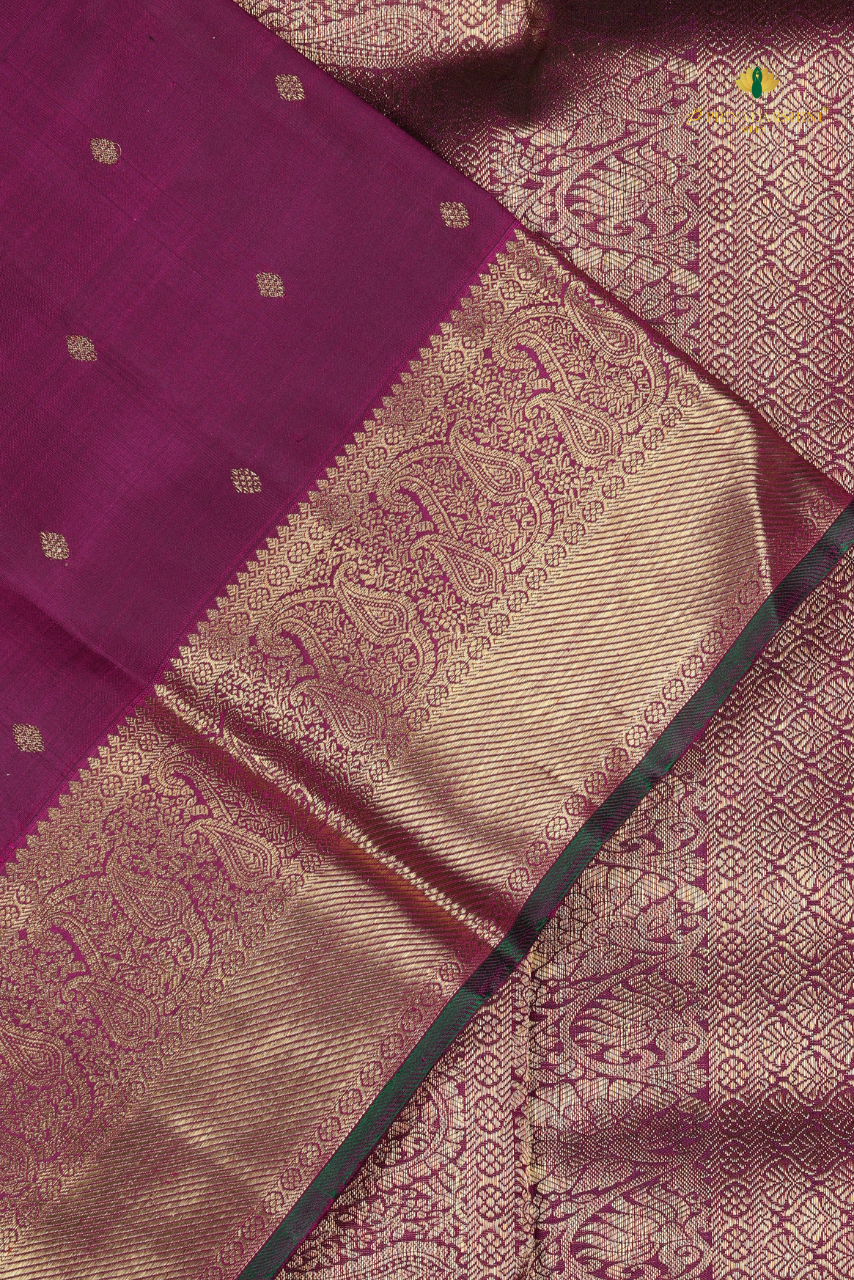 Deep plum Micro Diamond Butta - kanjivaram Silk