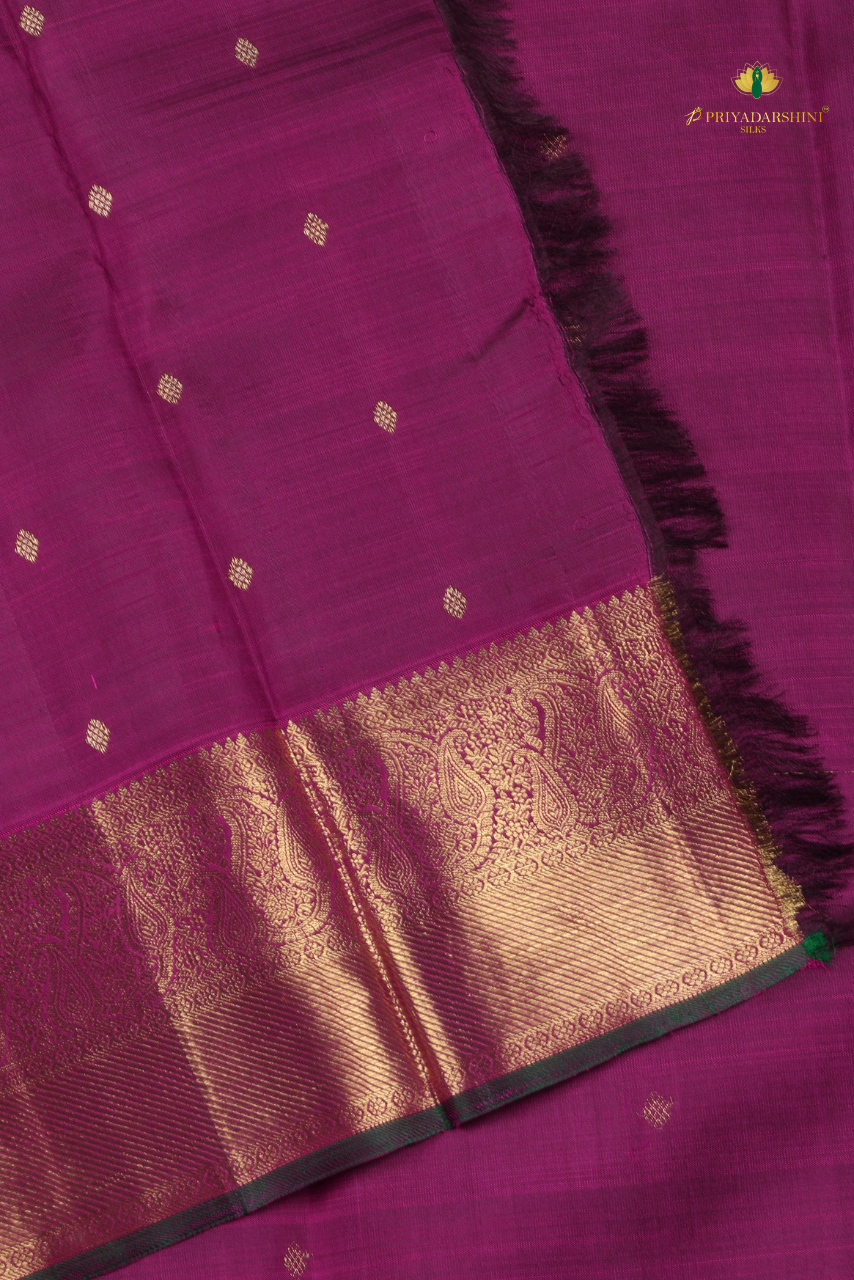 Deep plum Micro Diamond Butta - kanjivaram Silk