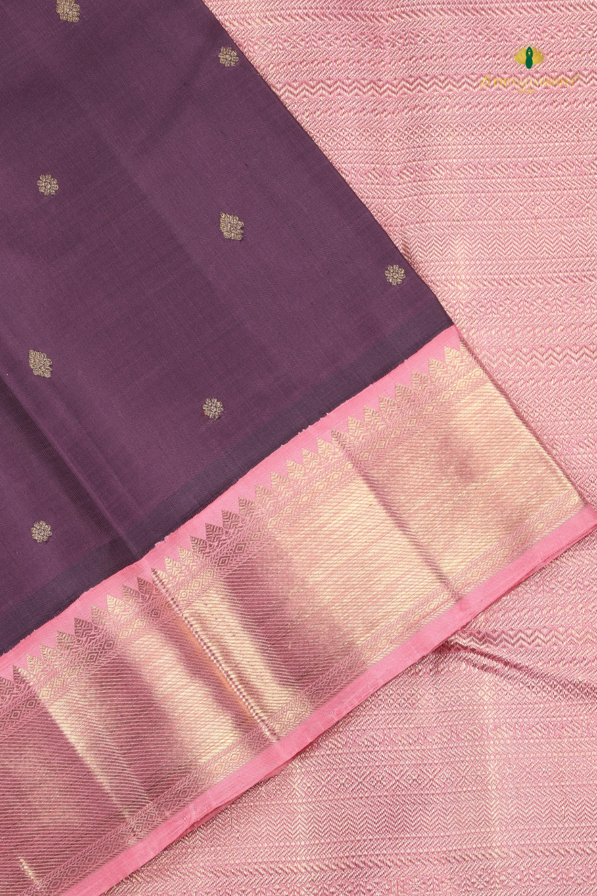 Dusty Plum and Baby Pink with Diamond Butta - Kanjivaram Silk
