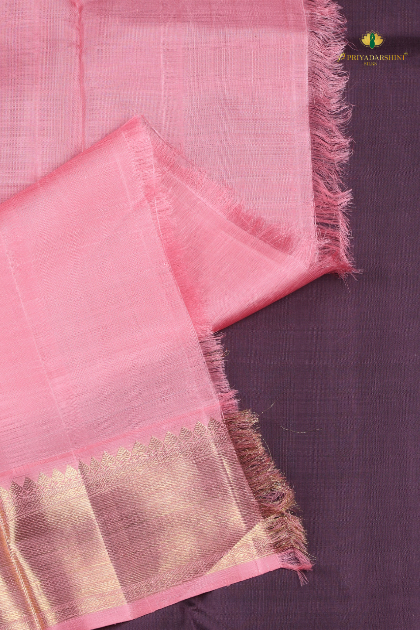 Dusty Plum and Baby Pink with Diamond Butta - Kanjivaram Silk