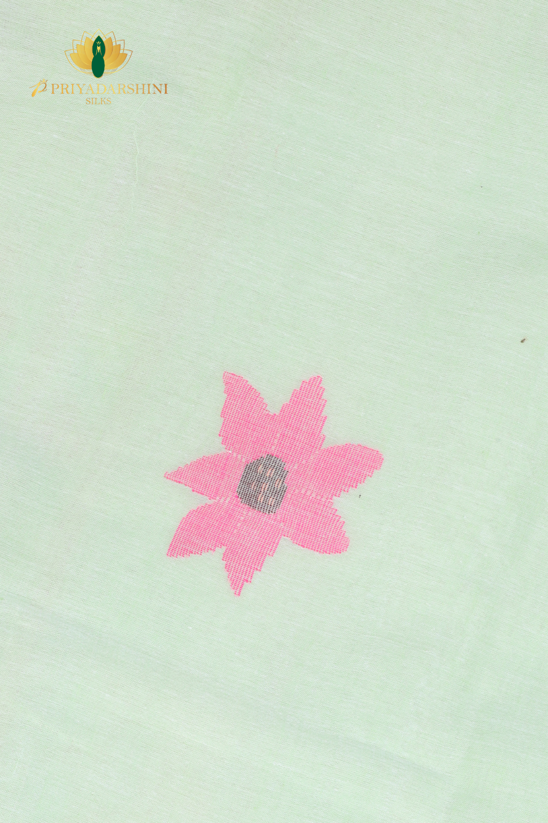 Pastel Pistachio Green And Red Floral Motif - Jamdani Cotton