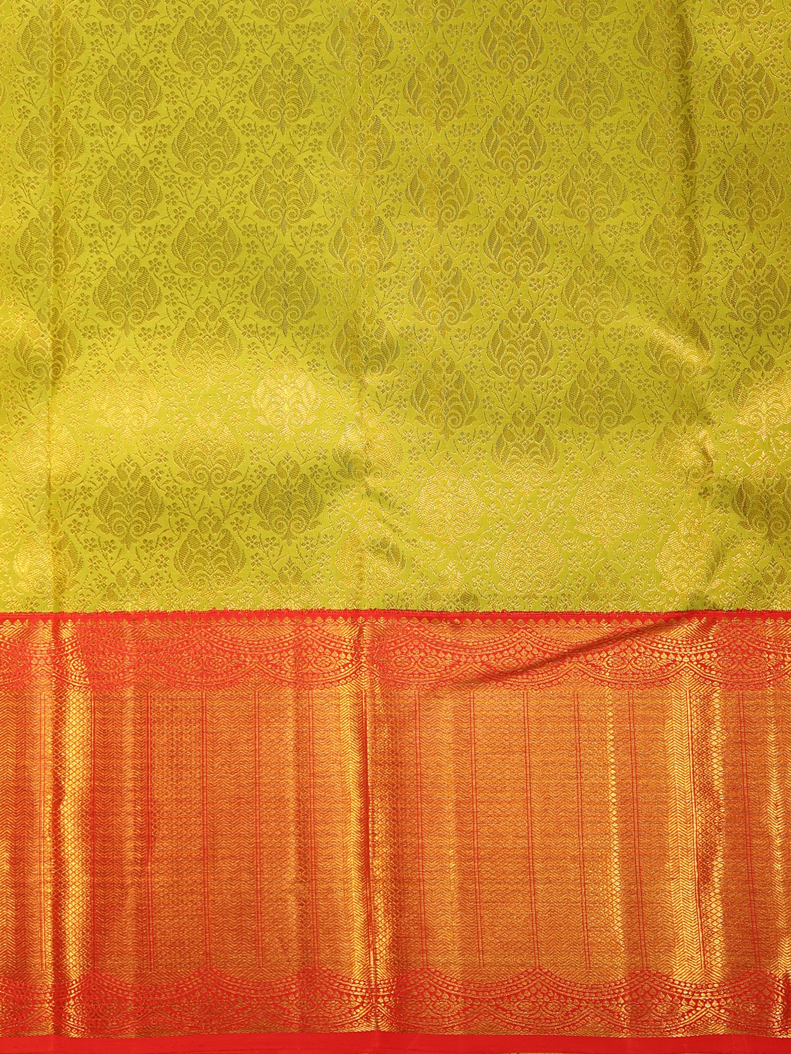 Lime Green and Magenta kai korvai - Kanjivaram silk - Image 3