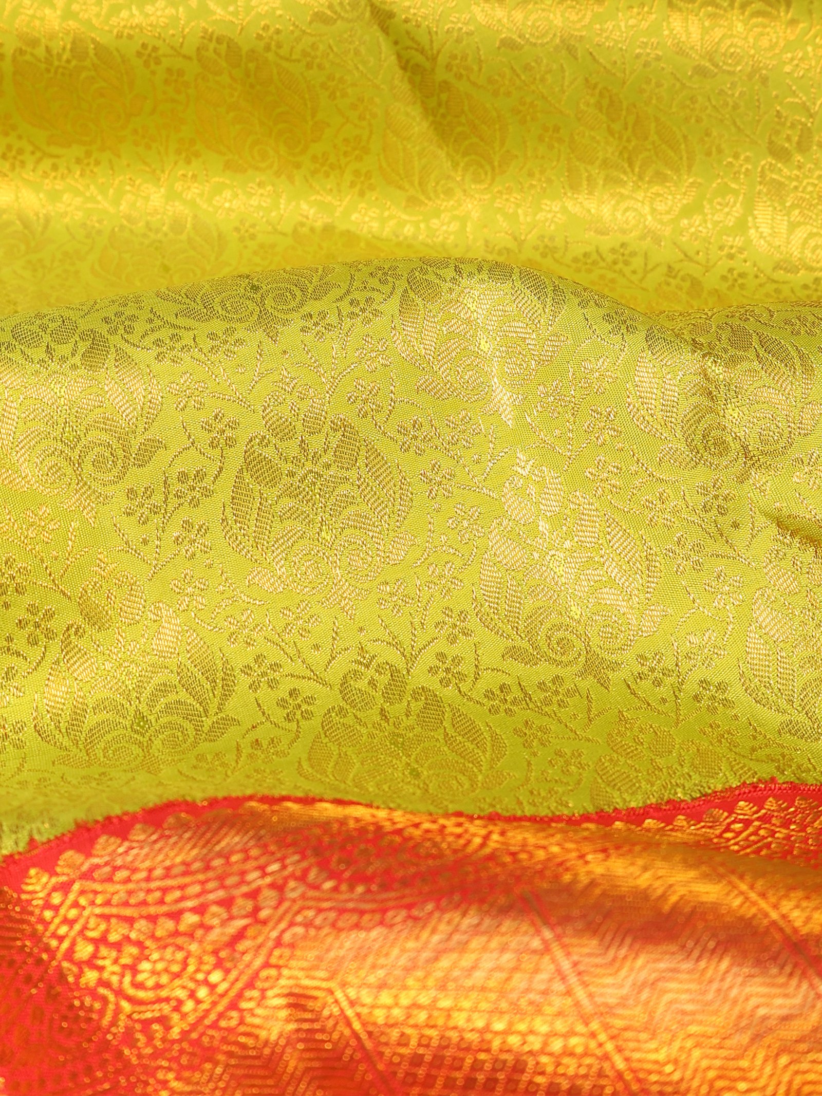 Lime Green and Magenta kai korvai - Kanjivaram silk - Image 2