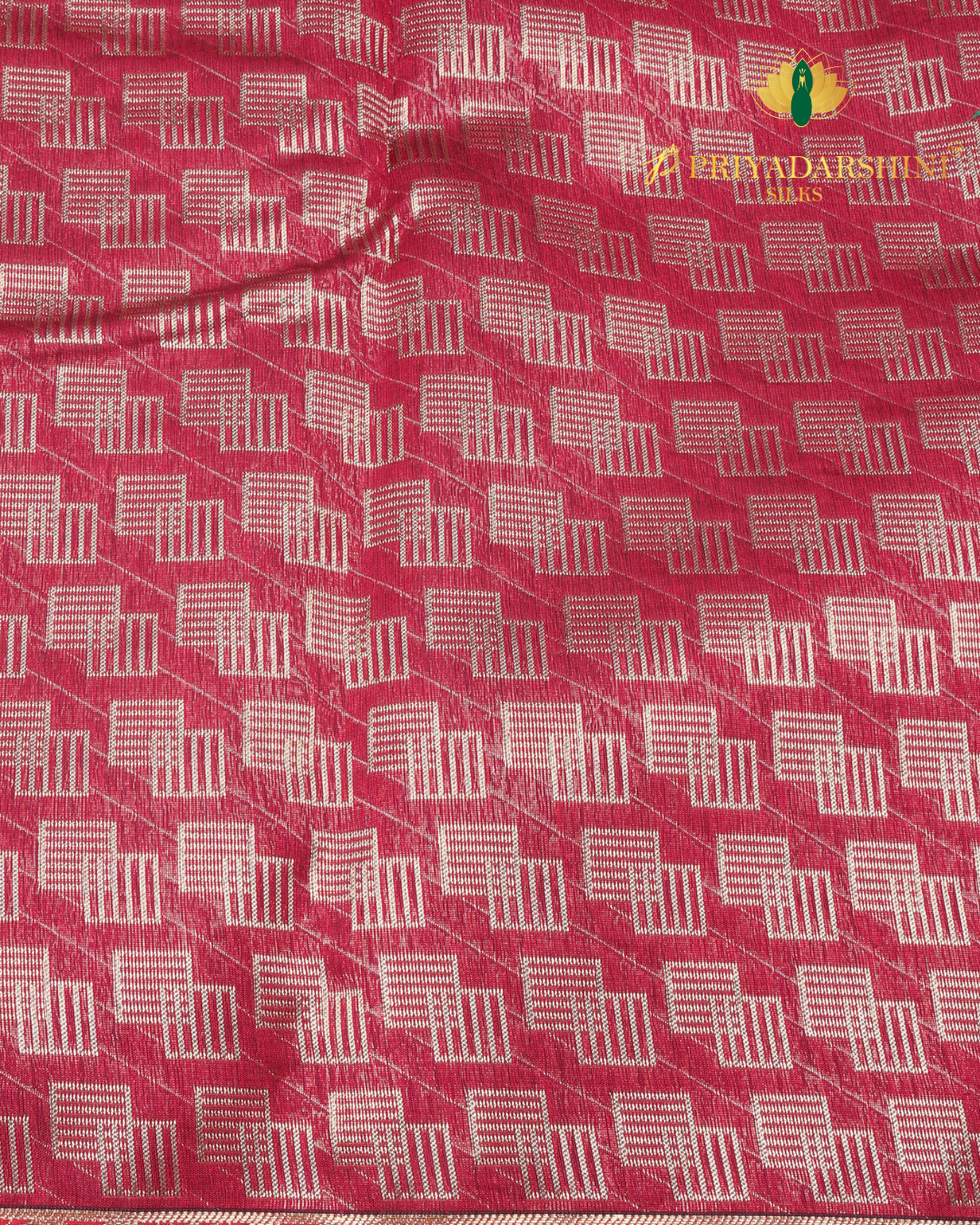 Charcoal Grey and Red Circular Motif - Cotton