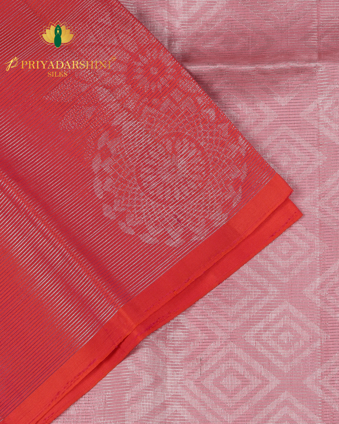 Coral Pink and Baby pink Floral Motif - Soft Silk (6)