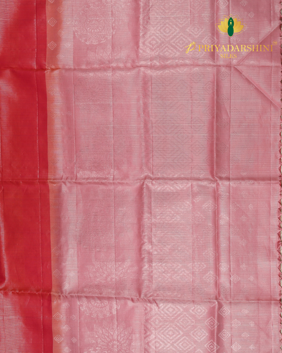 Coral Pink and Baby pink Floral Motif - Soft Silk (6)