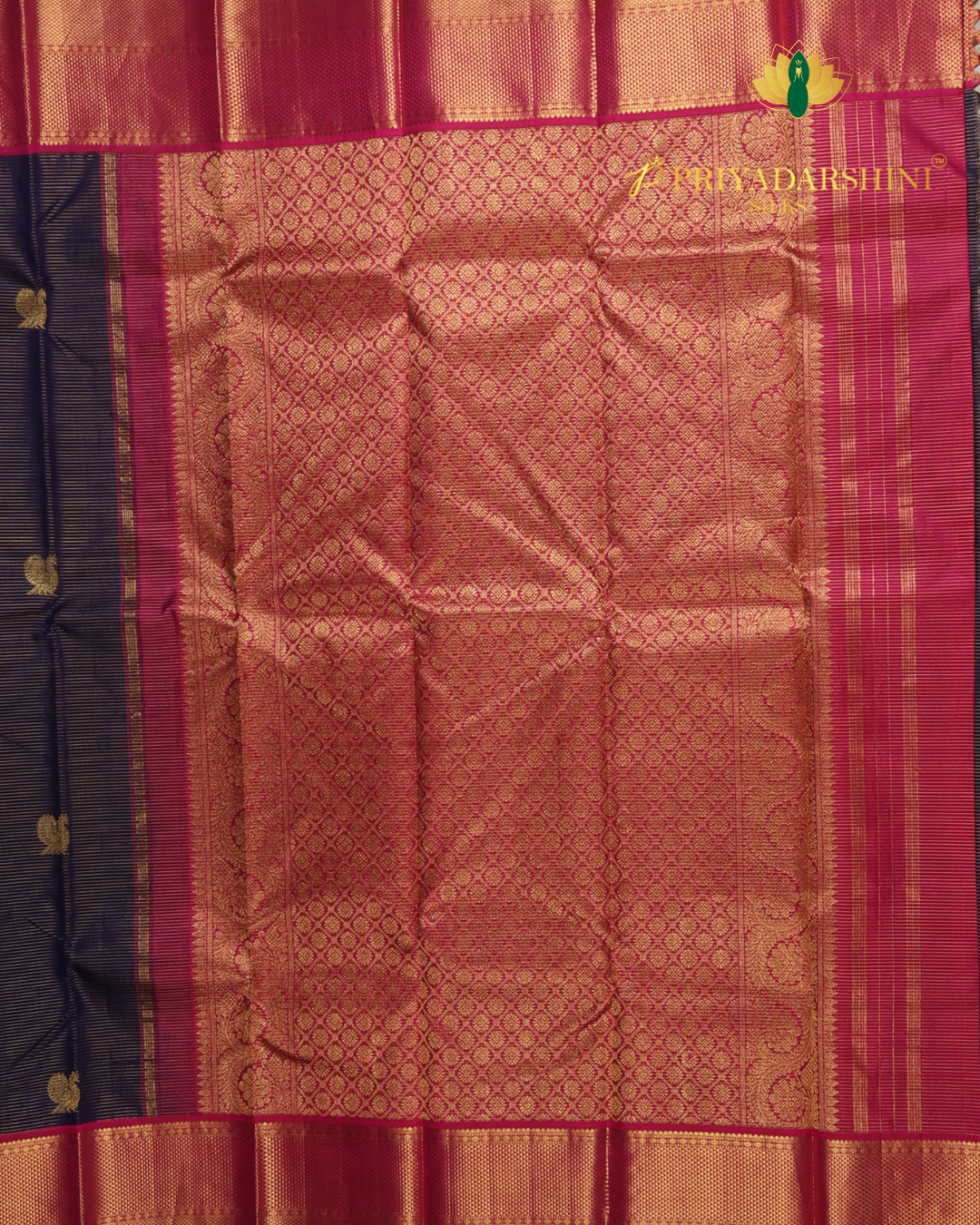 Deep Pink and Fuchsia Pink Peacock Motif - Kanjivaram Silk