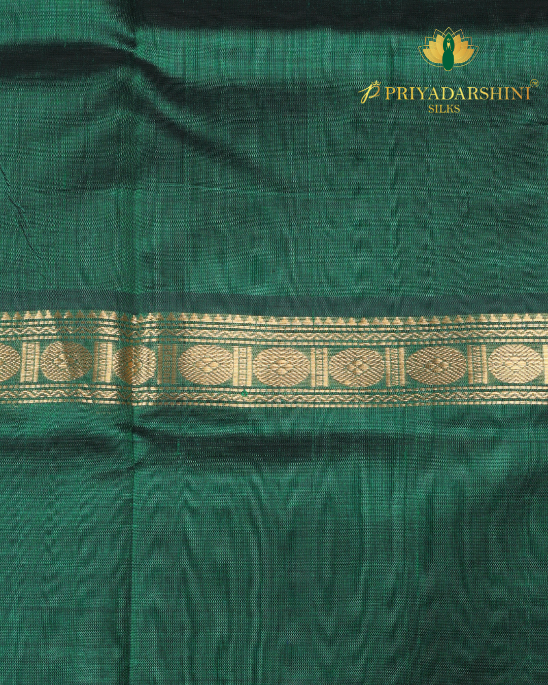Emerald Green and Antique Gold Floral Vine Pattern - Silk Cotton