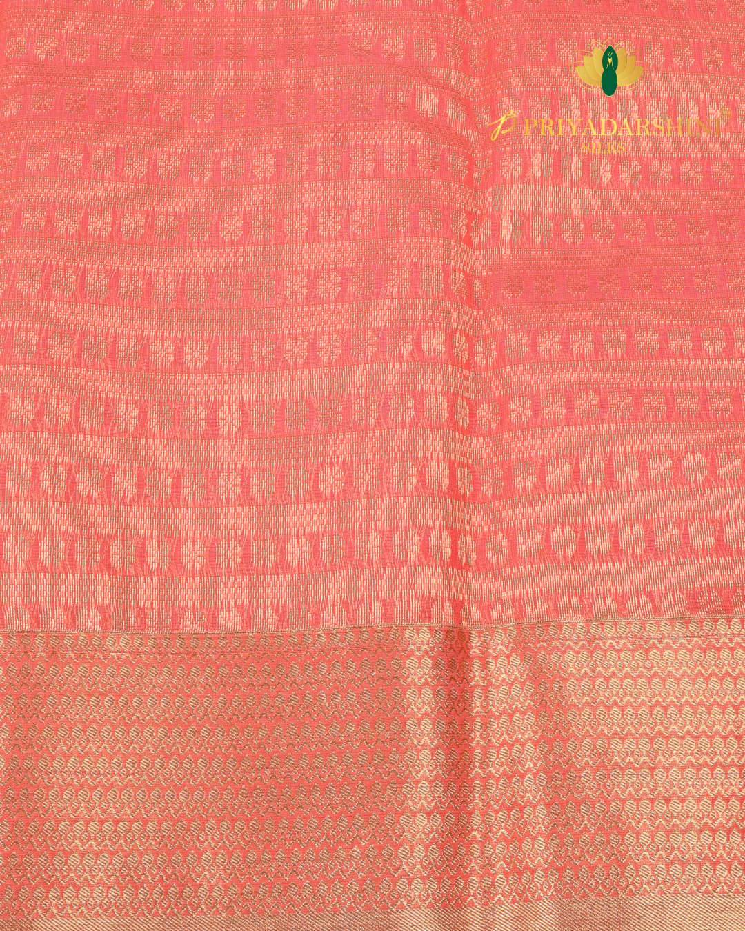 Peach Red Paisley Motif - Silk Cotton