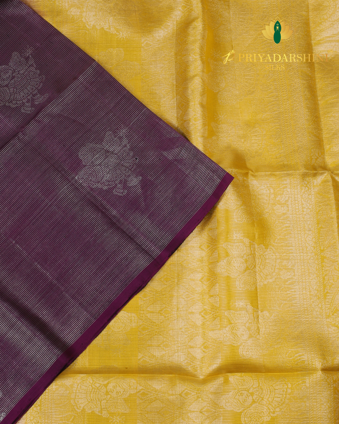 Plum Purple and Mustard Yellow Doll Motif - Soft Silk