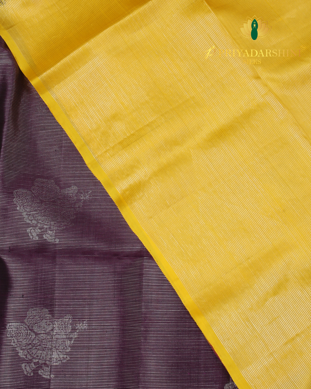 Plum Purple and Mustard Yellow Doll Motif - Soft Silk