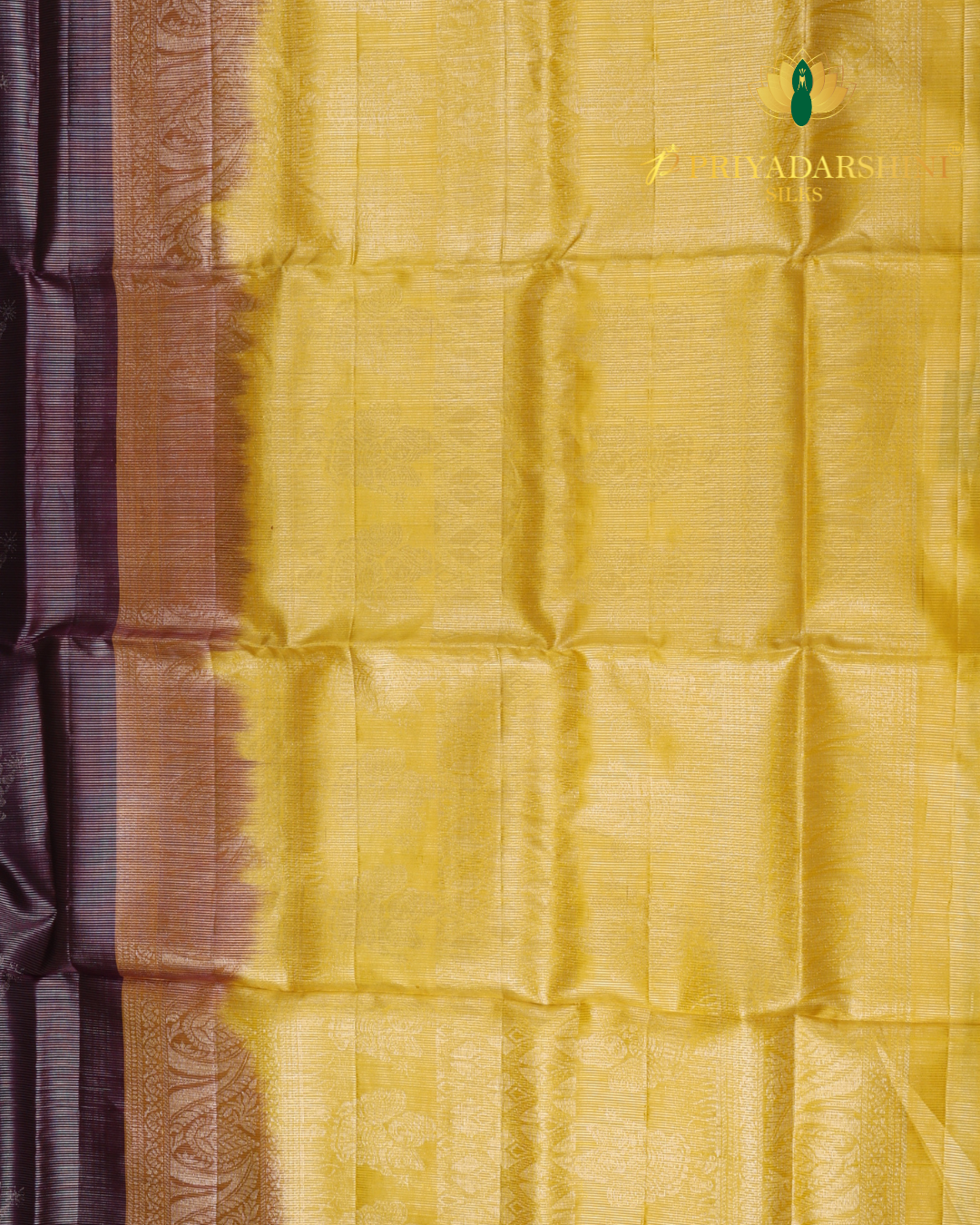Plum Purple and Mustard Yellow Doll Motif - Soft Silk