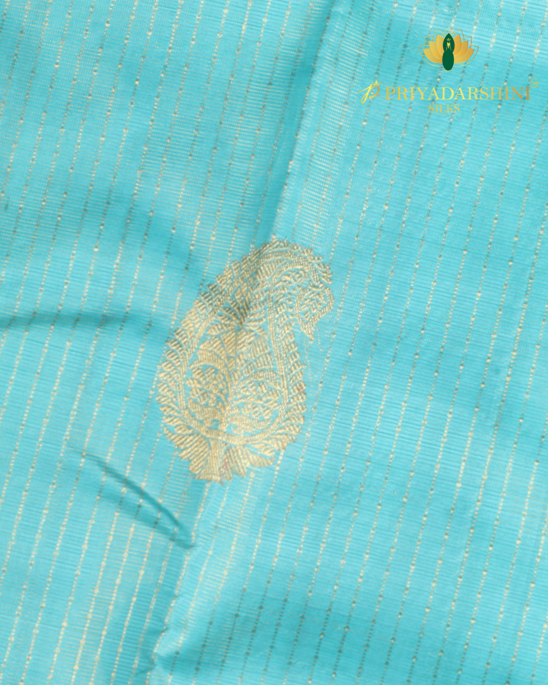 Turquoise Blue and Soft Pink with Paisley Motif - Kanjivaram Silk