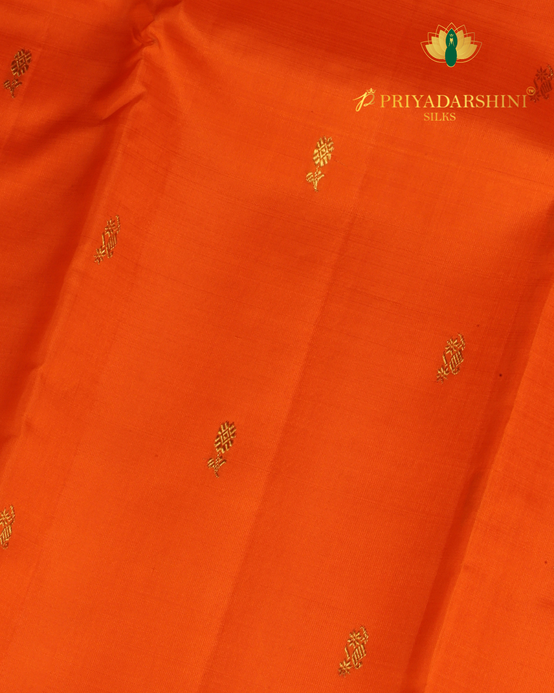 Vibrant Orange and Deep Red with Floral Motifs - Kanjivaram Silk