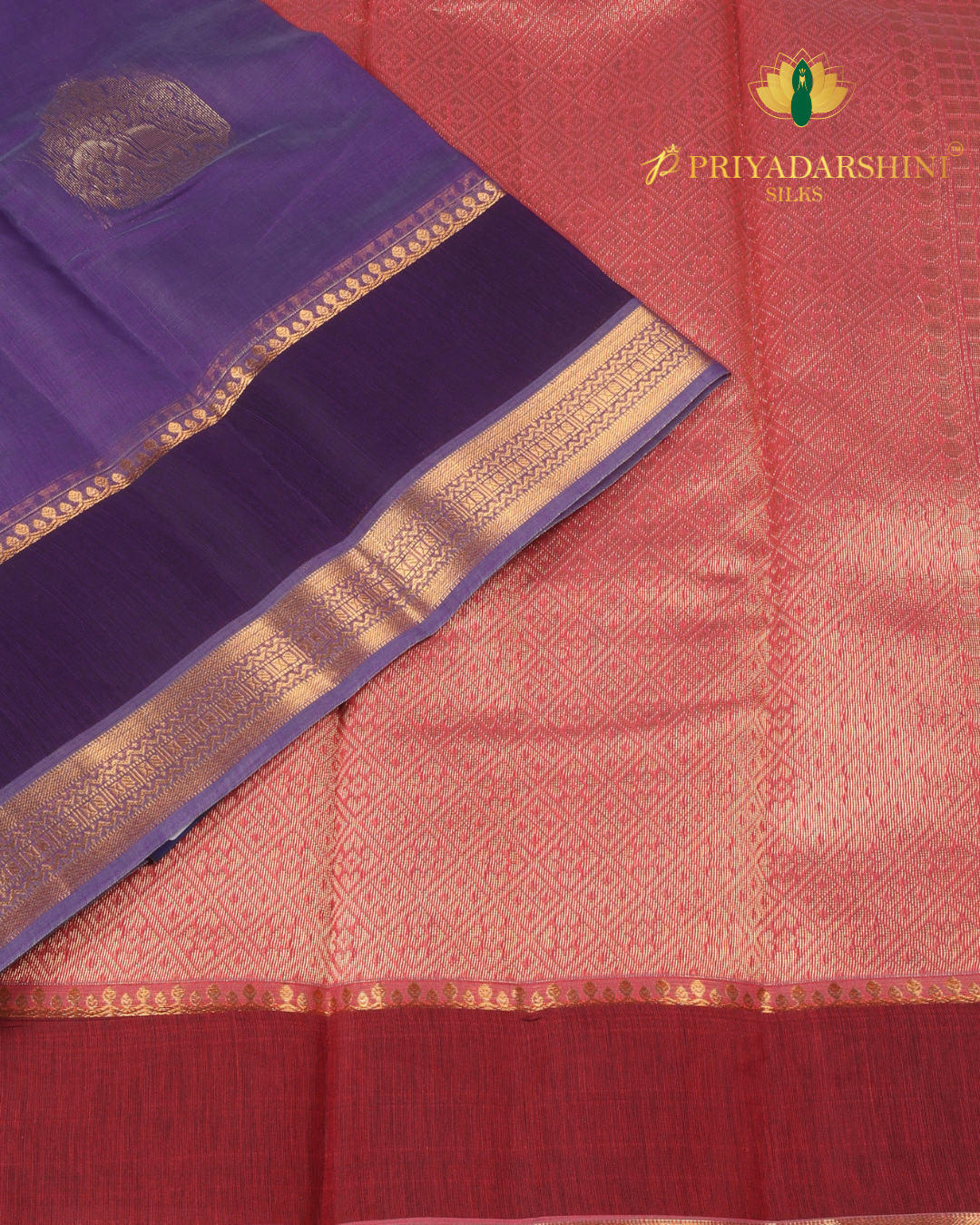 Violet and dark Plum Circular Medallion Motif - Silk Cotton