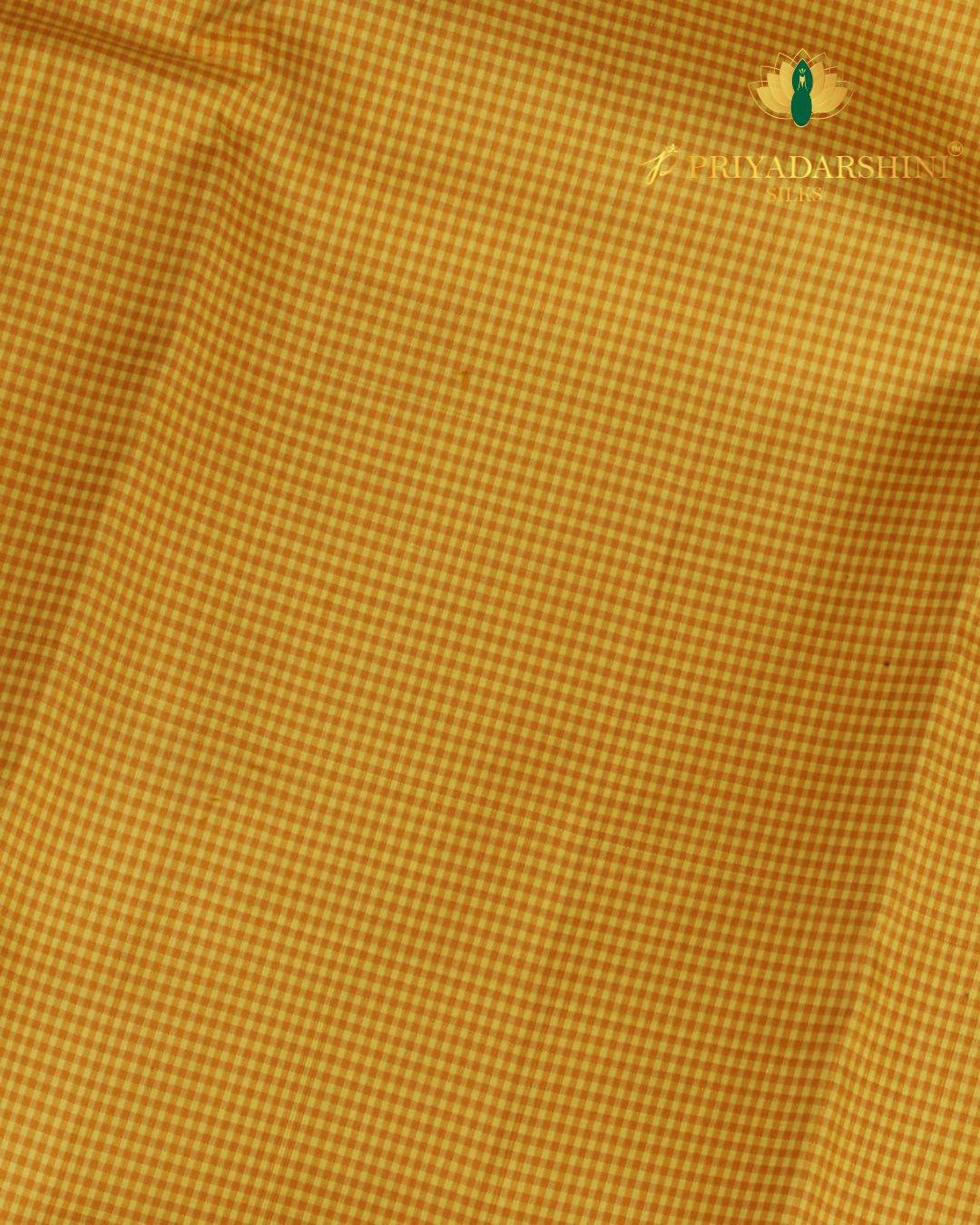 Yellow and Deep Green grid pattern - Kanjivaram Silk